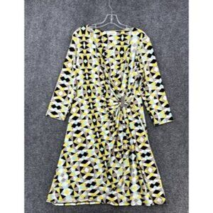 Calvin Klein Surplice Wrap Midi Dress Colorful Geometric Print Women’s XL Office